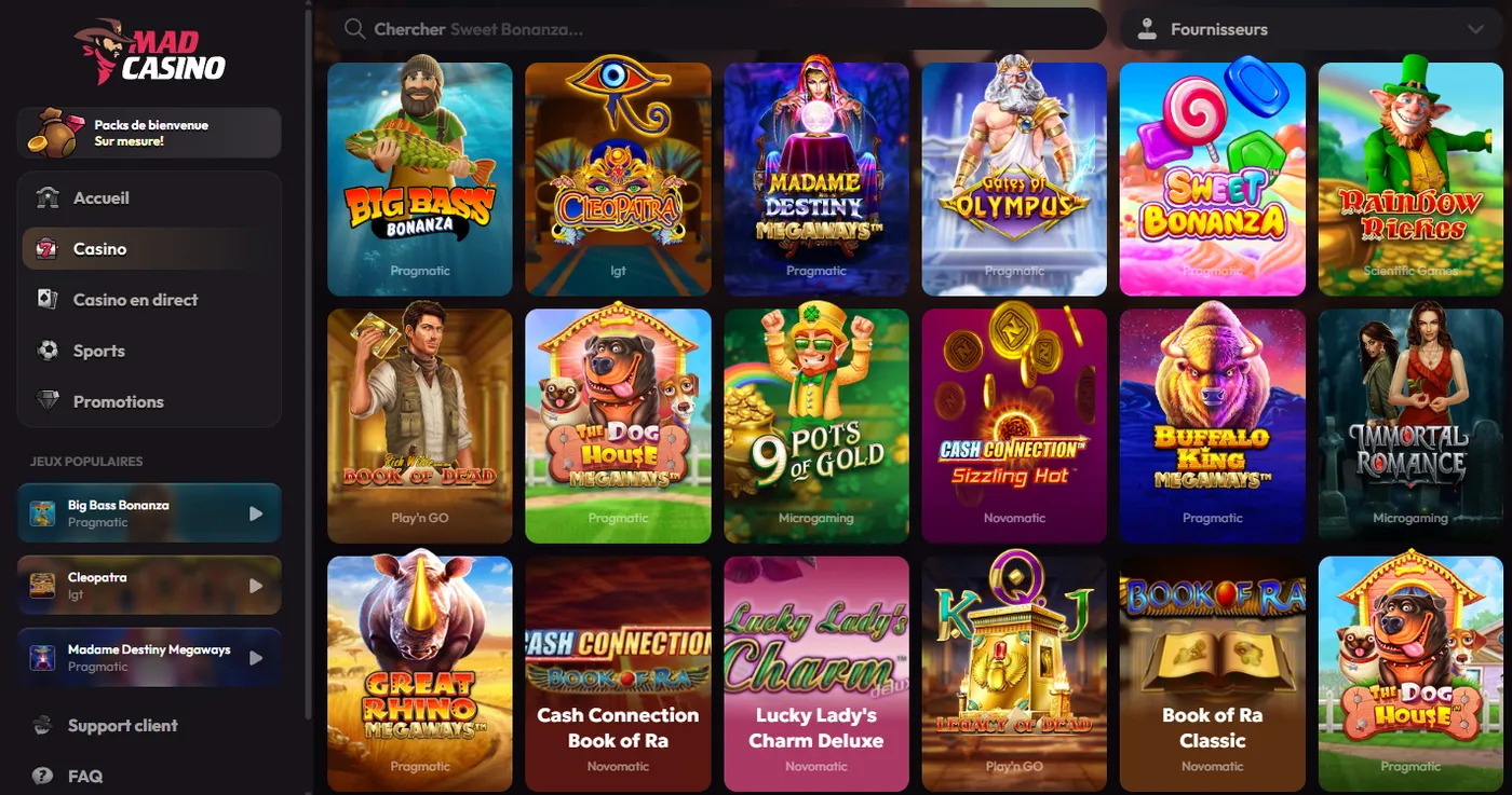 Variété des jeux disponibles sur une plateforme performante